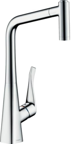 hansgrohe Metris Einhebel-Küchenarmatur (Komfort-Höhe 320 mm, mit Ausziehbrause und Schlauchbox) chrom