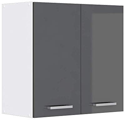 Vicco Hängeschrank R-Line, hängender Küchenschrank, Anthrazit Hochglanz/Weiß, 60 cm