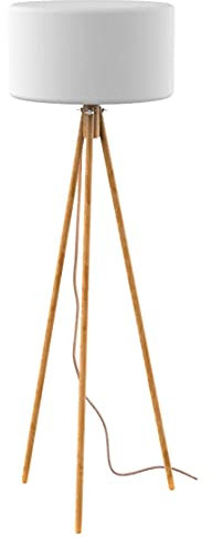 CHLOE-Lampadaire d'extérieur trépied LED avec câble Bois/Polyéthylène H140cm Blanc New Garden