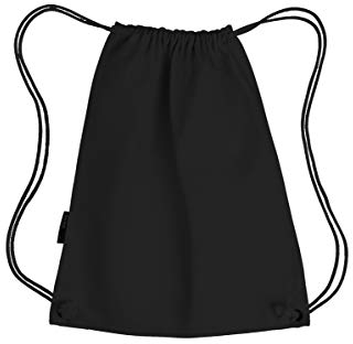 Turnbeutel/Gymsack/Sportbeutel Bio-Baumwolle, Faitrade, waschbar bis 40 Grad (Schwarz, 1 Stück)