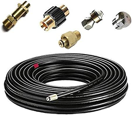 Rohrreinigungsschlauch - PROFESSIONAL (6-Teilig) für Kärcher Kränzle Professional HD HDS 63900290 & 57630400 Anschluss 1/8 AG : M22 x 1,5 IG & Bajonett-Adapter Messing M22 x 1,5 AG & EASY!LOCK (12)