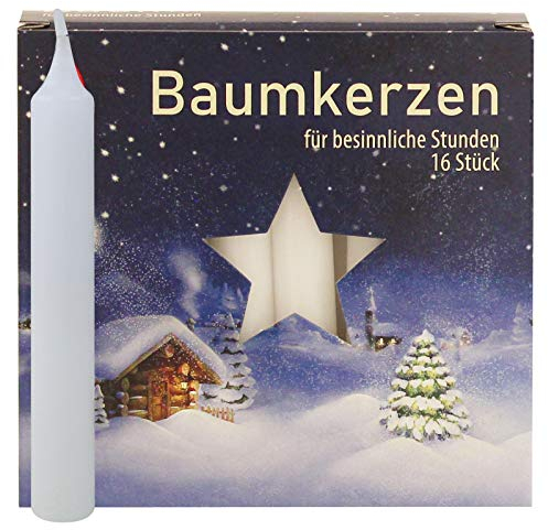 Ebersbacher Kerzenfabrik GmbH Baumkerzen weiß 16 Stück/Pack Größe (Ø x H): ca. 14 x 110 mm