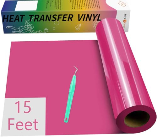 HTVRONT Heat Transfer Vinyl Rose Red HTV- 12 x 15ft HTV Vinyl for Shirts | Rose Red Iron on Vinyl Roll for All Cutting Machines - Easy to Cut & Weed for Heat Vinyl Design