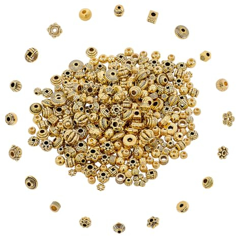 NBEADS Über 100 g Abstandhalter Aus Legierungen Aus Tibetischem Stil, 20 Stile Zufällige Gemischte Metallblumenkegel Runde Säule Abstandhalter Perlen Für DIY Schmuck Handwerk Herstellung