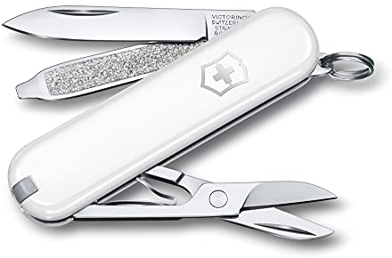 Victorinox, Classic SD, Coltellino Svizzero, Originale, Multiuso, Campeggio, 7 Funzioni, Lama, piccola, Lima per unghie, Bianco