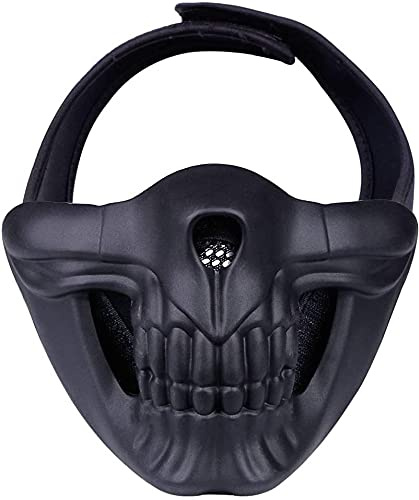Masque Airsoft Airsoft Crâne Tactique Démon Demi-Visage Protection Convient pour Halloween Airsoft CS Jeu Mascarade Et Fête