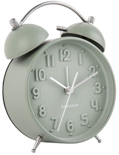Karlsson Wecker Iconic - Grün - Ø11cm | Rund - Modern - Stahl - Wecker für Schlafzimmer