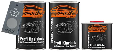 TRISTARcolor Autolack Set Dose spritzfertig für Porsche L9A4 Titan Metallic Basislack + 2K Klarlack 2,5L