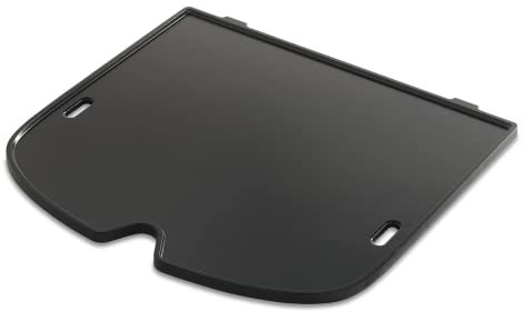 Weber Grillplatte für Traveler Compact, Plancha, aus porzellanemailliertem Gusseisen, optimal zur Zubereitung von Spiegeleiern, Speck, Garnelen, Gemüse und mehr - Schwarz (7034)
