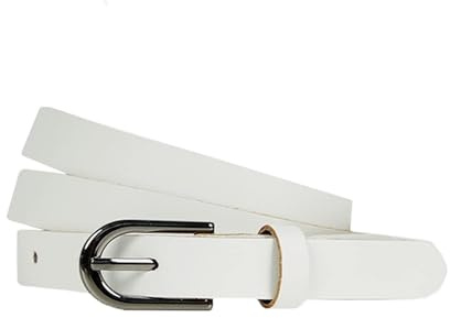 Generisch 2cm Damen Gürtel aus Leder, Jeans Ledergürtel RDS-01 (Weiß, 85 cm (Gesamtlänge 100 cm))