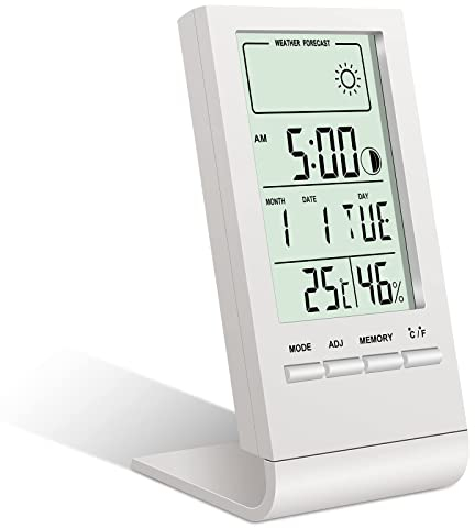 flintronic Indoor Thermometer Hygrometer, Detachable Accurate Hygrometer with Temperature and Humidity Monitor, Large LCD Display, Desktop Digital Thermometer for Office, Garden,Cellar(with Battery)