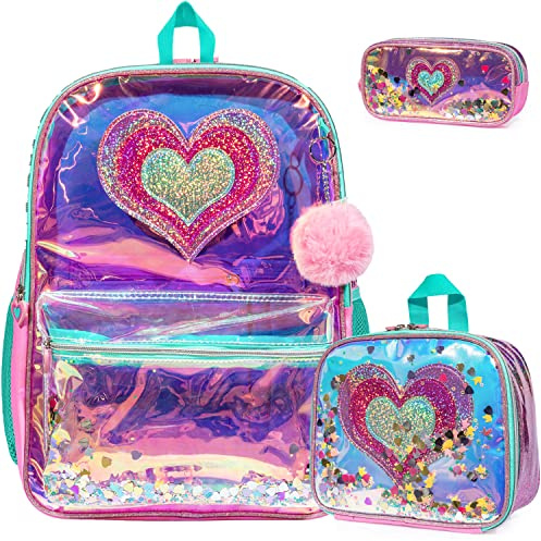 Egchescebo Sac a dos Perles Enfants Cartable Fille Livre 17” Primaire Voyage