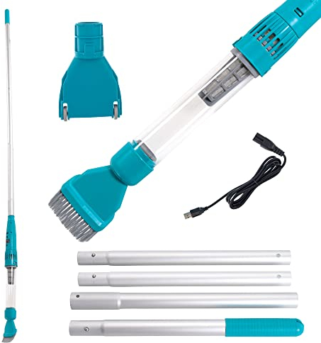 U.S. Pool Supply Aspirateur portatif pour jacuzzi, spa, piscine – Aspirateur manuel sans fil rechargeable pour piscines hors sol – Aspiration puissante, creusée, tête de brosse à récurer, nettoyage