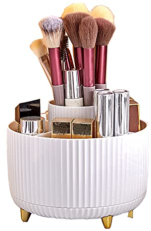 QLTYTUI Kosmetik Make Up Organizer 360 ° Drehbar, 5 Schlitze Kosmetik Aufbewahrungshalter Make up Parfüm Organizer, Schmink Aufbewahrung Kosmetikbox für Dresser Schlafzimmer Badezimmer