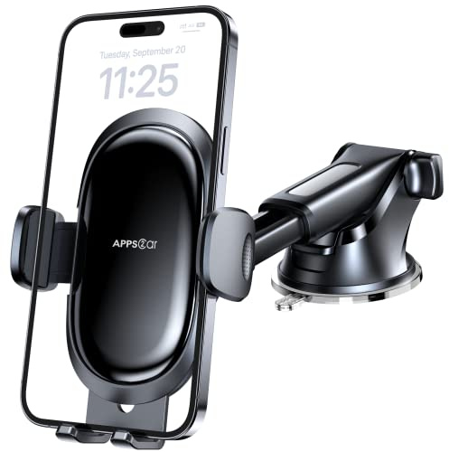 APPS2Car Handy Halterung Auto Handyhalter fürs Auto KFZ HandyHalterung Auto Saugnapf & Armaturenbrett mit EIN-Knopf-Auslösung Kompatibel mit iPhone 14 13 12 Pro Max Samsung S23 Ultra Huawei