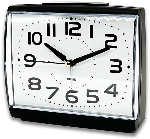 A5 - Réveil silencieux sans tic-tac, grande taille, horloge analogique avec veilleuse, fonction snooze, alimentation par piles, design Art déco, idéal pour toutes décos