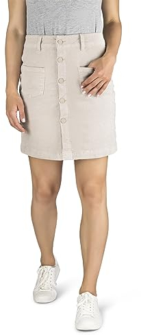 DENIMFY Jupe en velours côtelé DFAlina pour femme - Longueur genou - Poches - Bleu beige vert - Tailles S, M, L, XL, Sable clair (60200), XL