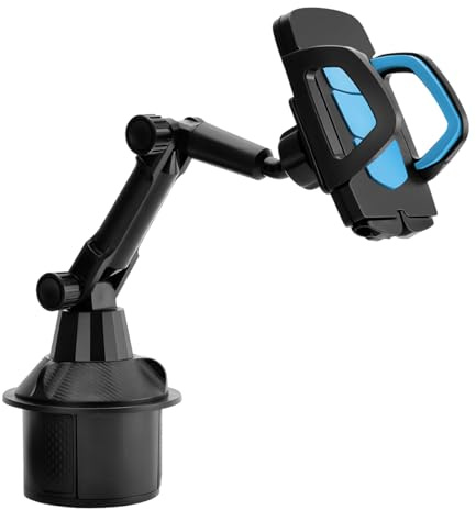 Bittwee Cup Holder Phone Mount, Adjustable Car Phone Holder, Blue