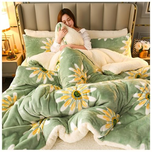 ZMIN Trapunta Invernale in Pile di Agnello, Coperta da Letto Spessa in Flanella di Lusso A 3 Strati, Piumino in Pile di Agnello Ispessito Super Caldo con Nucleo Doppio,B,150x200cm(1.75kg)