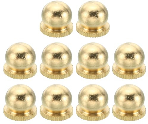 PATIKIL M5x0.8 Gewinde Messing Hutmuttern Knopf 10 Pack Lampe Endstück Dekoration Schraubkappen Mutter Griff Knauf Dekoration für Beleuchtung Möbel Kabinett 11mm