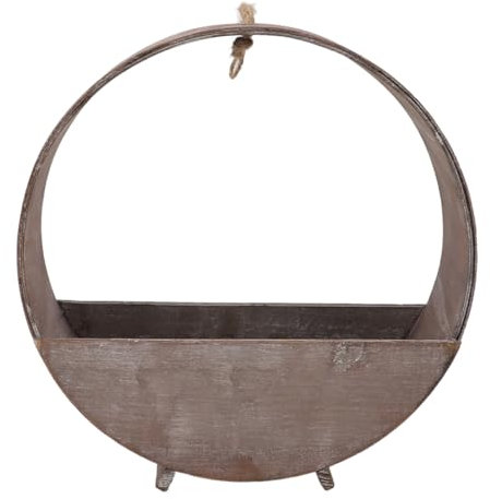 Fioriera Circolare Sospesa a Parete per Interni, Vasi Sospesi, Contenitore per Piante, Fioriera Sospesa Rotonda in Legno in Stile Rustico per Piante Grasse (GRAY)