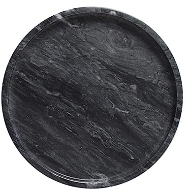 Amosfun Piatto Portagioie in Marmo Naturale Tondo 20 Cm, Vassoio Per Snack e Frutta Secca, Piatto Da Dessert Resistente e Decorativo Per Feste e Uso Domestico