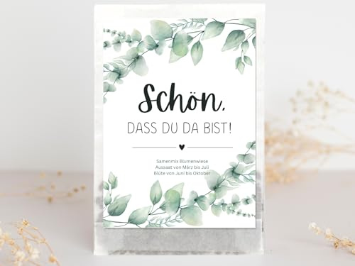 Samentüten Gastgeschenk Hochzeit Eukalyptus Motiv, nachhaltiges Gastgeschenk für Taufe Kommunion Konfirmation Geburtstag (Eukalyptus, 20 Stück)
