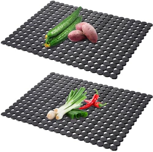 Luckwaii 2 Stück spülbeckeneinlage 40x30 cm PVC Küche Spülbeckenmatte Zuschneidbare Spülbecken Schutzmatte Verstellbare Waschbecken Matte für Protektoren Küchenspüle(Schwarz)