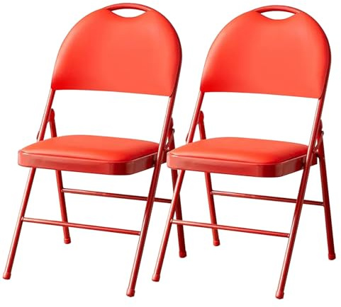 RTTZBOZ Sedia Pieghevole con Schienale, Sedie Pieghevoli Imbottite in PU, Sgabello Pieghevole Portatile per Cucina All'aperto, Negozio, Caffetteria (Color : Red, Size : 45cm/18in 2pcs)