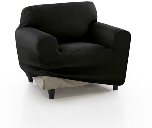FAVERTI® Funda Sillón Elástica Universal de 70 a 110 cm | Modelo Reale | Negro | Funda Protectora Sillón Individual | Protector de Calidad de Tejido Jacquard Tacto algodón
