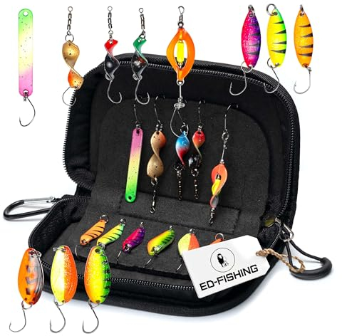Komplettes Forellenköder Sortiment Neue KÖDER 2024/2025 Spoons Forelle Twist Angelköder Set mit Ködermappe Spoonmappe 11x Besten Köder Künstköder UV Aktiv Forellen Angeln 2-4g