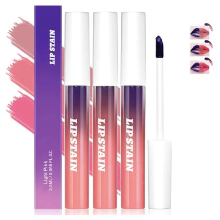 Pakivs 3Pcs Peel Off Lip Stain Lip Tint Set,Long-Lasting Peel Off Matte Lip Gloss,Matte Liquid Lipstick Nude Lip Gloss Waterproof Lip Tint Stain Non-stick Cup Peel Off Lipstick Lip Makeup for Women