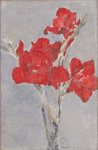 MNMSBFXQ Berühmtes Gemälde Hochwertiges Leinwanddruck Leinwand Wandbild Kunstdruck Rote Gladiolen von piet mondrian Bilder Deko Kunstwerk für Flurdekoration 60x90cm