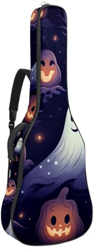 Bassgitarrentasche mit Halloween Fun Boo Print 77, Akustikgitarrentasche 101,6 cm E-Gitarrenkoffer, wasserdichte Oxford E-Gitarre Gigbag für akustische klassische Gitarre, Ukulele, Halloween Fun Boo