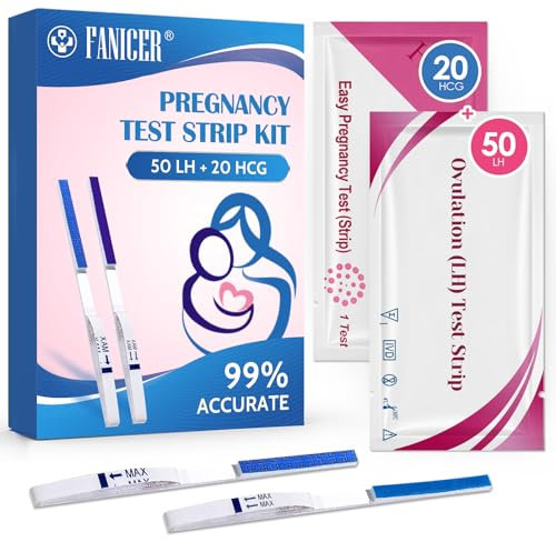50 Ovulationstest+20 Schwangerschaftstest, Empfidlich Kinderwunsch Fruchtbarkeitstests für Eisprung, Eisprung Teststreifen Kinderwunsch, Fruchtbarkeitstest für Frauen Eisprung (50 LH + 20 HCG)