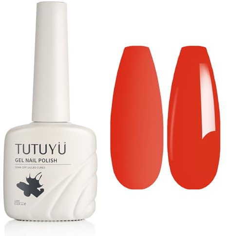 TUTUYU karmesinröd gelnagellack, 12 ml blötläggning av UV LED-lampa julröd gellack