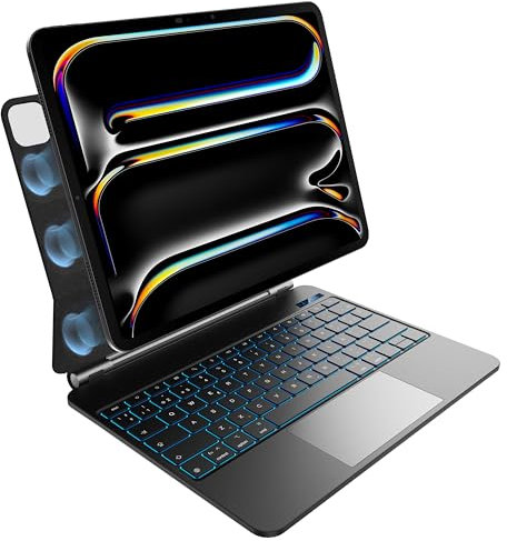 pankeybd Funda con Teclado para iPad Pro de 13 Pulgadas M5 2025 & M4 2024, retroiluminación en 7 Colores, Panel táctil multitoque, diseño magnético Flotante, Negro