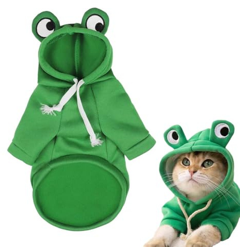 XOXVURI Hoodies For Dogs Frog Coat Animals Winter Dog Costume Frog Pet Clothes For Cats Small Medium Dogs Suitable For 6-9 Pounds Green M