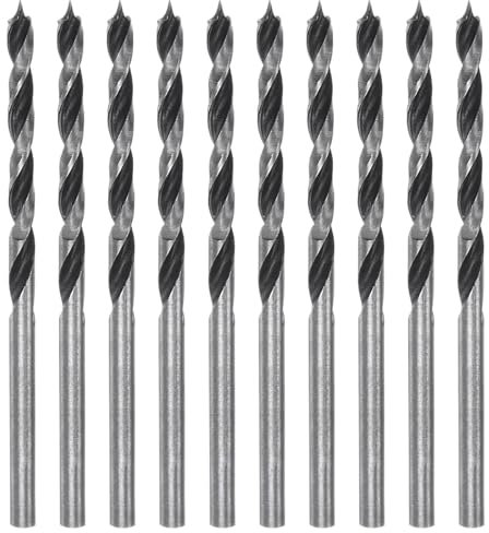 10-Piece 3mm Brad Point Wood Drill Bits Sets, Quality Steel Professional Clean Hole Drilling for Softwood, Hardwood, MDF & Acrylic