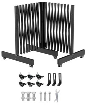 23FT Industrial Expandable Barricade, Folding Security Gate with Wheels, Retractable Driveway Gate, Adjustable Traffic Fence for Construction Site, Traffic Control, Cordon, Elevator, Garage