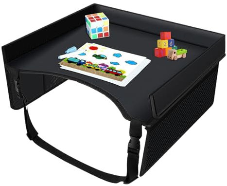 Kids Travel Tray, Kids Car Table, Lap Desk for Airplane, Carseat Activity and Play Tray Organizer for Children, Waterproof Baby Car Seat Trays, Carseat Table Trays for Children Road Trip Activities