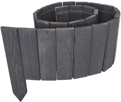 Recinzione da giardino in legno 550 cm - Set di 5 pezzi - 110 x 20 cm - picchetti 30 cm - colore antracite - bordo flessibile per prato e aiuole