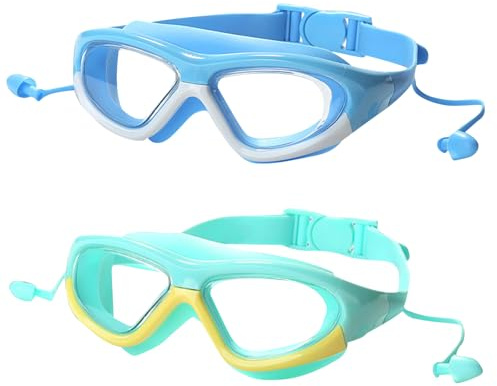 JSTHHTT 2 Piezas Gafas De NatacióN Para NiñOs Y NiñAs, Gafas De Piscina Amplia VisióN & Sin Fugas, Antivaho, Gafa De Piscina Para Edades De 3 A 12 AñOs