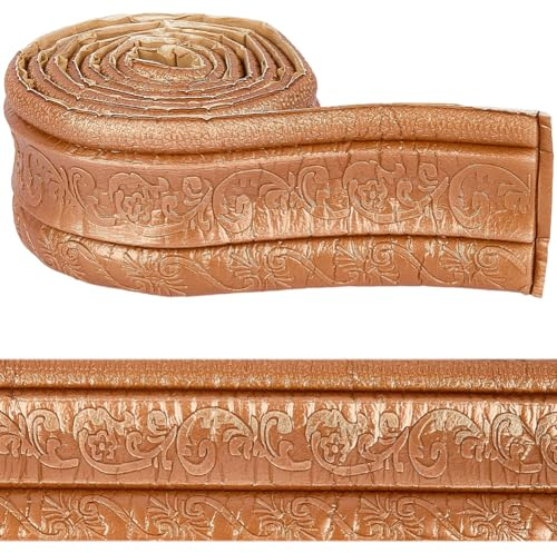 CRASPIRE Borde Decorativo Adhesivo para Papel Tapiz de 90.6 x 3.4 pulgada Espuma de Camello Estilo Vintage 3D Flexible con Diseño Floral para Decorar el Espejo Del Hogar Hotel Y Bricolaje