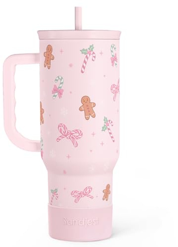Christmas Theme 40oz Slider Tumbler with Handle and Straw - Insulated Stainless Steel Travel Coffee Mug for Women Girls, Gift for Birthday Xmas