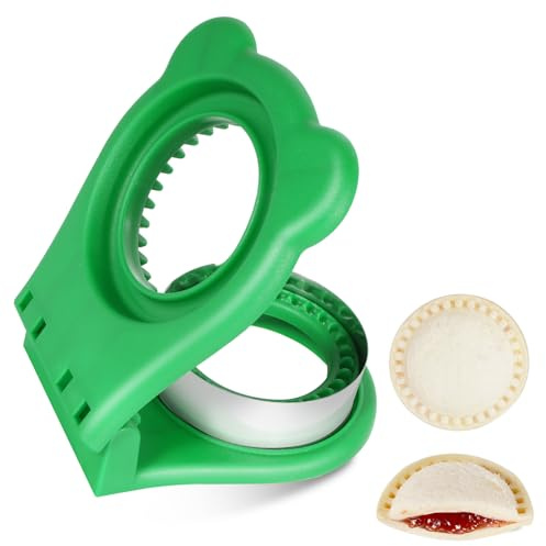 Jsroroda Sandwich Cutter and Sealer Leak-Proof BPA-Free for Kids Lunch, Crustless PB&J Round, Biscuit & Cookie Dough, Green