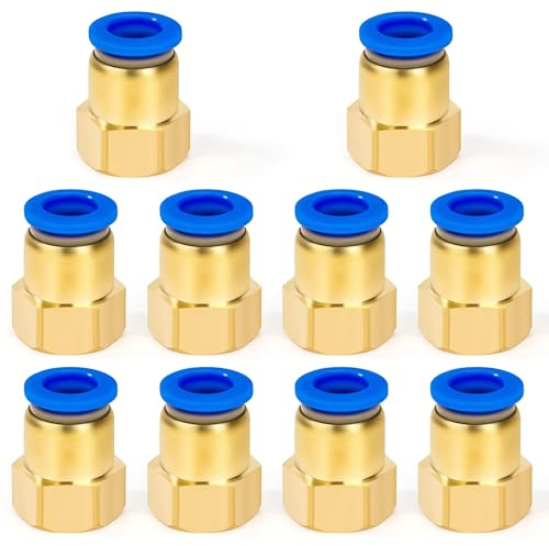 10 Pièces Raccords Pneumatiques Droit, 12mm OD x 3/8 Filetage Femelle Raccord de Raccordement Pneumatique Cuivre Raccord à Connexion Rapide pour Tuyau
