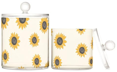 Contenitori in plastica trasparente semplici e minimalisti, con coperchio, piccoli contenitori decorativi per tamponi di cotone, bastoncini di cotone, plettri per filo interdentale, graffette