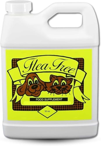 Flea Free Food Supplement for Natural Pet Products, Natural Flea and Tick Prevention for Dogs and Cats, Pure Multivitamin for Small & Large Dogs, Organic Vitamin Supplement Formula Feeding, 32 oz