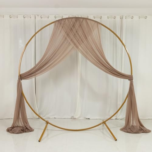 Efavormart Taupe Cinnamon Rose Extra Long 32ft Ceiling Drapery Panel, 5ft x 32ft Sheer Wedding Arch Drape, Soft Voile Backdrop Curtain for Event Reception & Party Decorations - 1pc